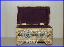 Antique Arabian Oman Brass Wood Jewelry Box