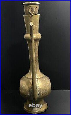 Antique Arabic Brass Teapot Middle Eastern Turkish Islamic Engraved Dallah 47 cm
