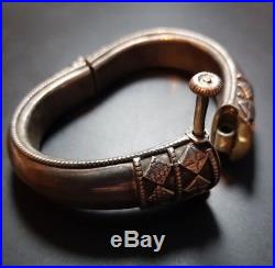 Antique Bedouin Middle Eastern Yemeni Sterling Silver Bangle Bracelet RARE
