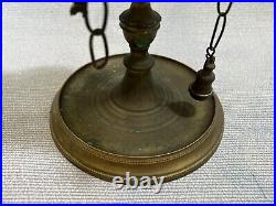 Antique Brass Islamic Persian Style Oil Lamp, 23 1/2 Tall, 7 Widest