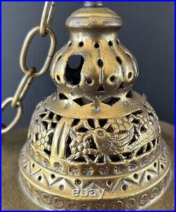 Antique Brass Lantern Middle Eastern Pierced Brass Hanging Lamp Ottoman Turkish