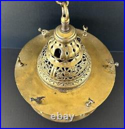 Antique Brass Lantern Middle Eastern Pierced Brass Hanging Lamp Ottoman Turkish