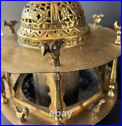 Antique Brass Lantern Middle Eastern Pierced Brass Hanging Lamp Ottoman Turkish