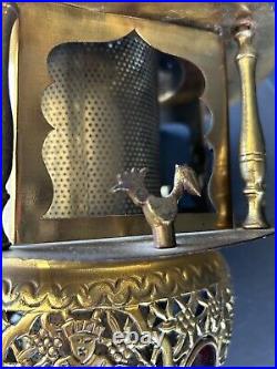 Antique Brass Lantern Middle Eastern Pierced Brass Hanging Lamp Ottoman Turkish