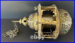 Antique Brass Lantern Middle Eastern Pierced Brass Hanging Lamp Ottoman Turkish