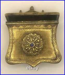 Antique Brass Ottoman Empire Palaska Gun Powder Cartridge Box Military Container