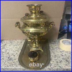 Antique Brass Persian SAMOVAR. With Tray. In Great Shape. C8