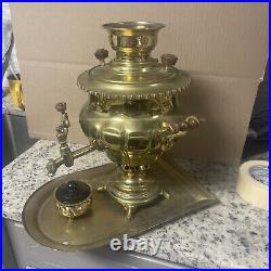 Antique Brass Persian SAMOVAR. With Tray. In Great Shape. C8