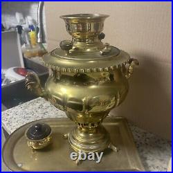 Antique Brass Persian SAMOVAR. With Tray. In Great Shape. C8