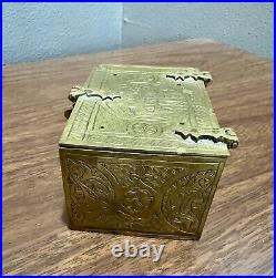 Antique Brass Persian Spice/Tea Box Casket Shell Islam Arabic Blessing Artifact