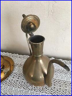 Antique Brass Set Ottoman Ewer Ablution Basin Washtub Pitcher Islamic Turkish
