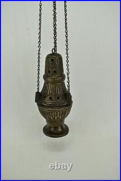 Antique Bronze Brass Church Incense Burner Pendulum Censer