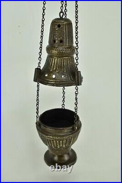 Antique Bronze Brass Church Incense Burner Pendulum Censer