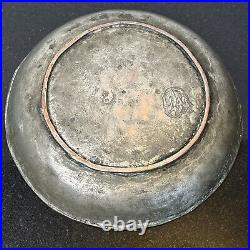 Antique Bronze Pan Arabic Stamped Middle East 1827 AD Dish Plate Collectable