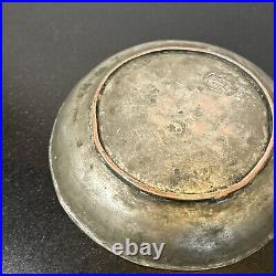 Antique Bronze Pan Arabic Stamped Middle East 1827 AD Dish Plate Collectable