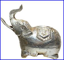 Antique Cambodian Silver Khmer Elephant Betel Box T90 Repousse Video