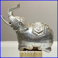 Antique Cambodian Silver Khmer Elephant Betel Box T90 Repousse Video