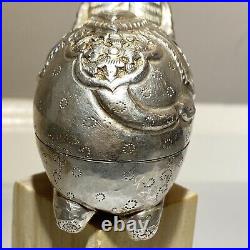 Antique Cambodian Silver Khmer Elephant Betel Box T90 Repousse Video