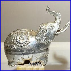 Antique Cambodian Silver Khmer Elephant Betel Box T90 Repousse Video