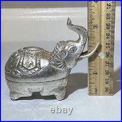 Antique Cambodian Silver Khmer Elephant Betel Box T90 Repousse Video