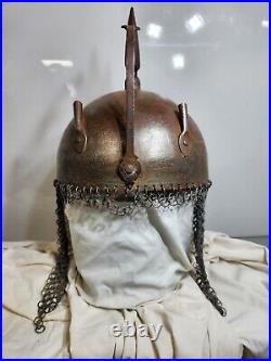 Antique Ceremonial Islamic Persian Qajar Helmet Engraved Antique Reproduction