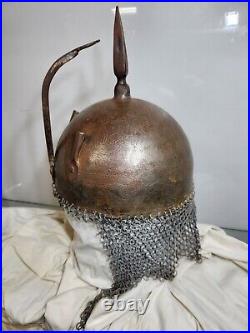 Antique Ceremonial Islamic Persian Qajar Helmet Engraved Antique Reproduction