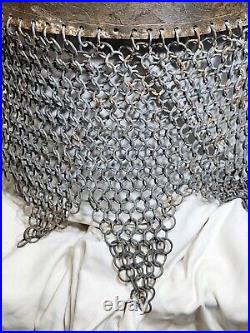 Antique Ceremonial Islamic Persian Qajar Helmet Engraved Antique Reproduction