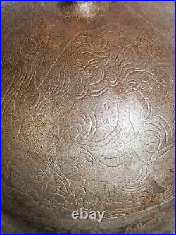 Antique Ceremonial Islamic Persian Qajar Helmet Engraved Antique Reproduction