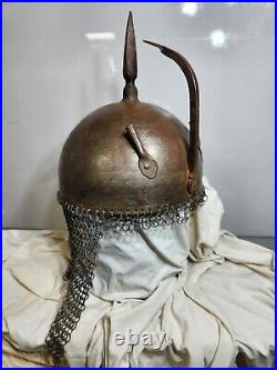 Antique Ceremonial Islamic Persian Qajar Helmet Engraved Antique Reproduction