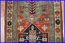 Antique Circa 1900 Hand Woven Caucasian Kazak Wool Rug, NR