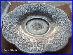 Antique Coin Silver Middle Eastern Footed Dish Tray Engraved