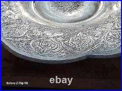 Antique Coin Silver Middle Eastern Footed Dish Tray Engraved