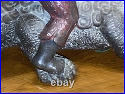 Antique Cold Painted Middle Eastern Boy Slaying Crocodile Metal Figure