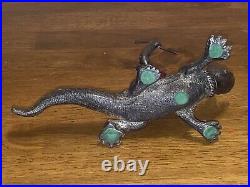 Antique Cold Painted Middle Eastern Boy Slaying Crocodile Metal Figure