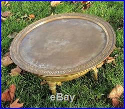 Antique Completely Etched Ornate Brass Eastern Persian Tea Table Tray Stunning