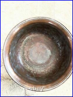 Antique Copper Middle Eastern Persian Bowl Hand Made (GHALAM ZANI)