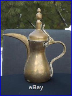 Antique Dallah Coffee Tea Pot Brass Copper Turkish Arab Islamic Ewer Kettle
