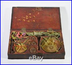 Antique Dated 1270 Qajar Set Of Scales Lacquered Jewellers Box Arabic Islamic