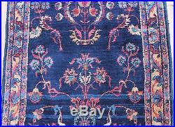 Antique Early 20thC Persian Hand Woven, Blue Sarouk, Runner Rug Carpet