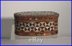 Antique Early Inlaid MIddle Eastern Ottoman Syrian Wood Box Mother of Pearl