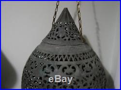 Antique Eastern Islamic Metal Lantern Light Copper With Tinned Finish