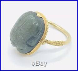 Antique Egyptian 18k Yellow Gold Ancient Scarab Swivel Ring Size 5.25