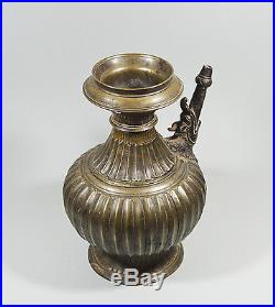 Antique Engraved Bronze Mughal India Ewer Water Pot Elephant 17/18th C