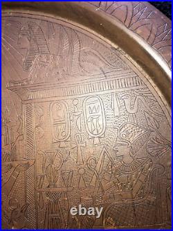 Antique Etching Tray Islamic Middle Eastern 19th Century Brass, Copper, 19 1/2