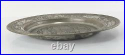 Antique Fine Engraved Persian Indian Mughal Silver Plate Plate Figural Scene