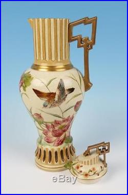 Antique Fischer Budapest Austrian Pitcher Persian Asurelik Islamic Pottery Ewer