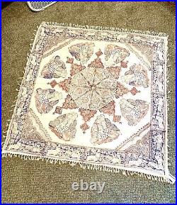 Antique Ghalamkar Table Cloth 45 X 45 Block Printed Pre-1950 Isfahan Esfahan