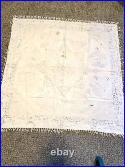 Antique Ghalamkar Table Cloth 45 X 45 Block Printed Pre-1950 Isfahan Esfahan