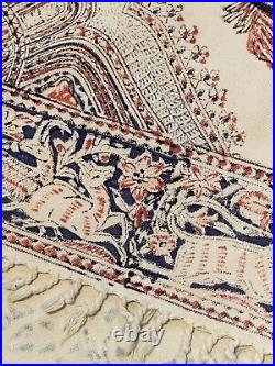 Antique Ghalamkar Table Cloth 45 X 45 Block Printed Pre-1950 Isfahan Esfahan