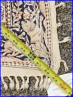 Antique Ghalamkar Table Cloth 45 X 45 Block Printed Pre-1950 Isfahan Esfahan